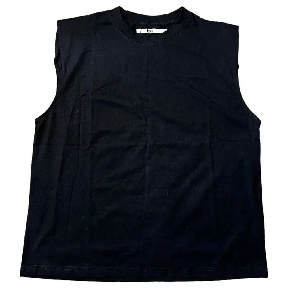 boa. Because Of Alice Black Sleeveless Shoulder Pad Basic Tank Top Shirt Size XS